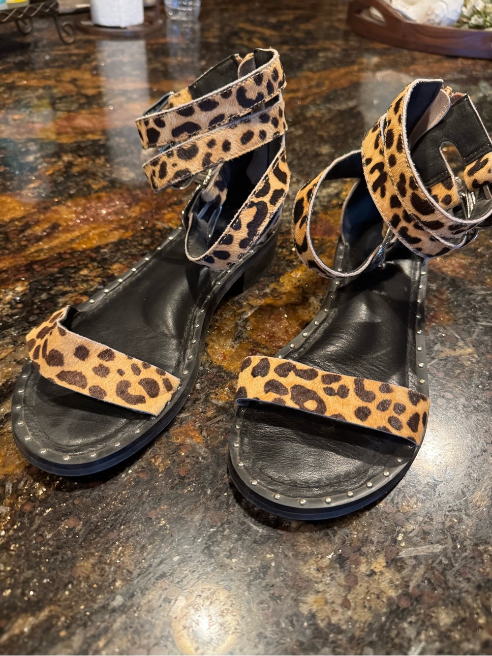 GOLO Leopard Print Ankle-Strap Sandals - Women's Fashion Sandals